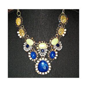 Chunky Statement Necklace Blues, Cream, Crystal NEW